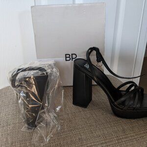 Black Platform Strappy Toe Heel